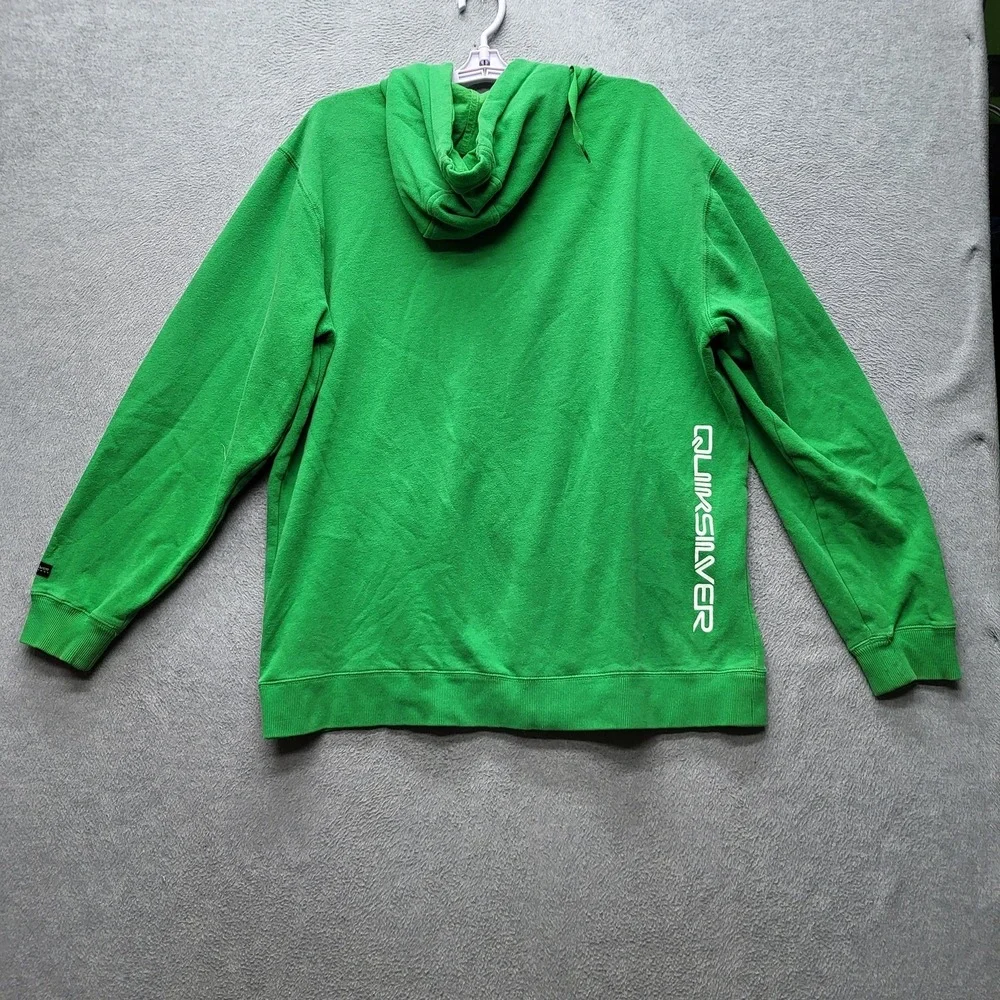 VINTAGE Quiksilver Men Hoodie S‎ Green Logo Embroidery Grunge Surf Skater Y2K